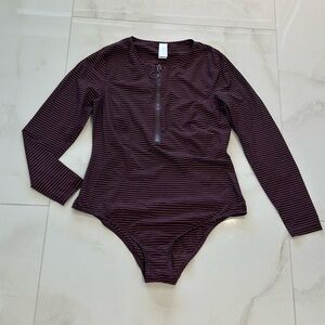 Zimmermann Purple Striped Long Sleeve One Piece Swimsuit